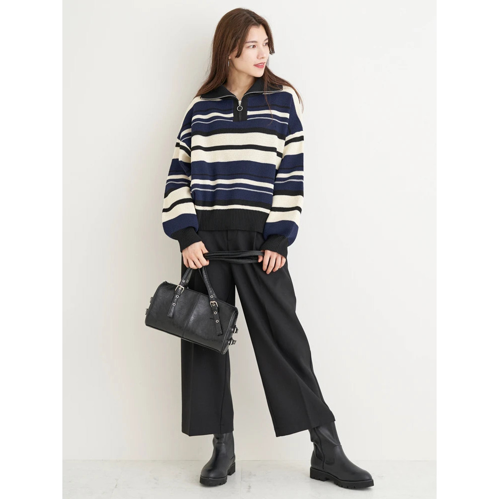 裏起毛タックツイルワイドパンツ10