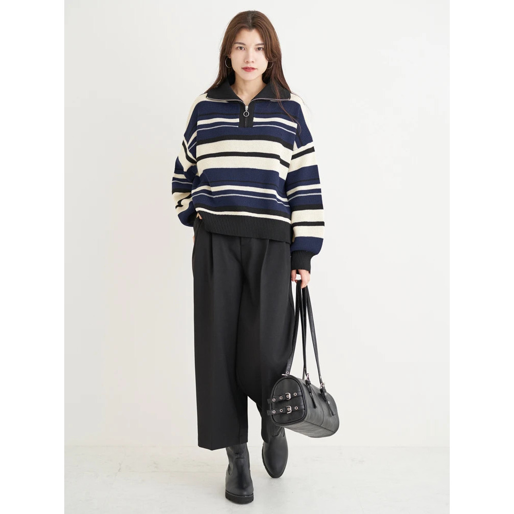 裏起毛タックツイルワイドパンツ11