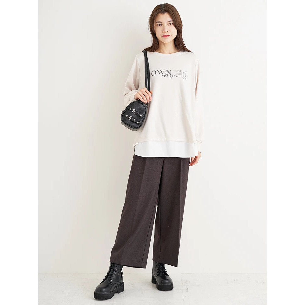 裏起毛タックツイルワイドパンツ19