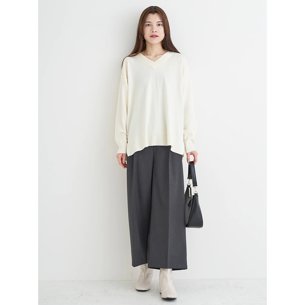 裏起毛タックツイルワイドパンツ3