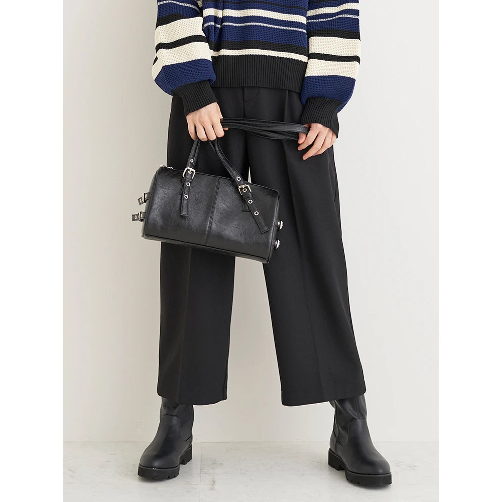 裏起毛タックツイルワイドパンツ6