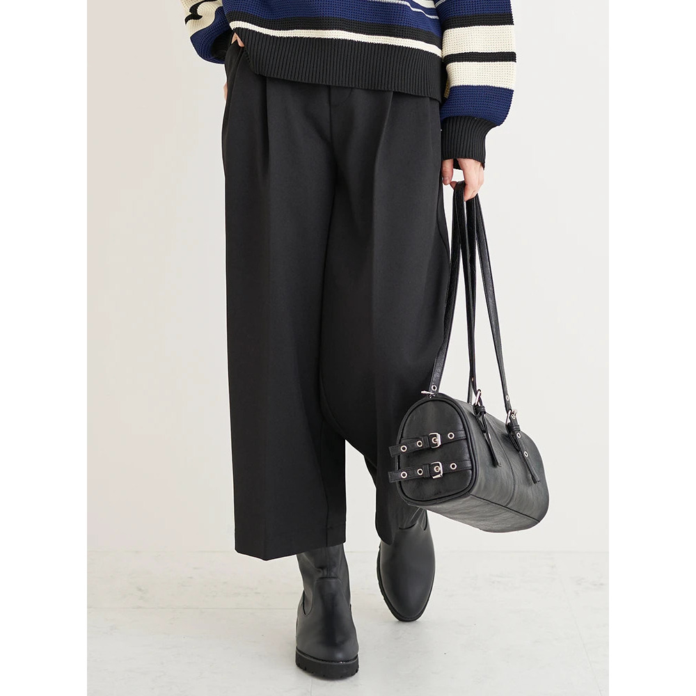 裏起毛タックツイルワイドパンツ7