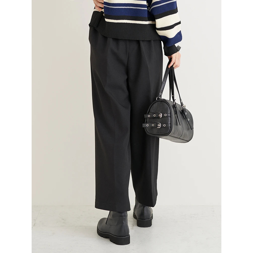 裏起毛タックツイルワイドパンツ9