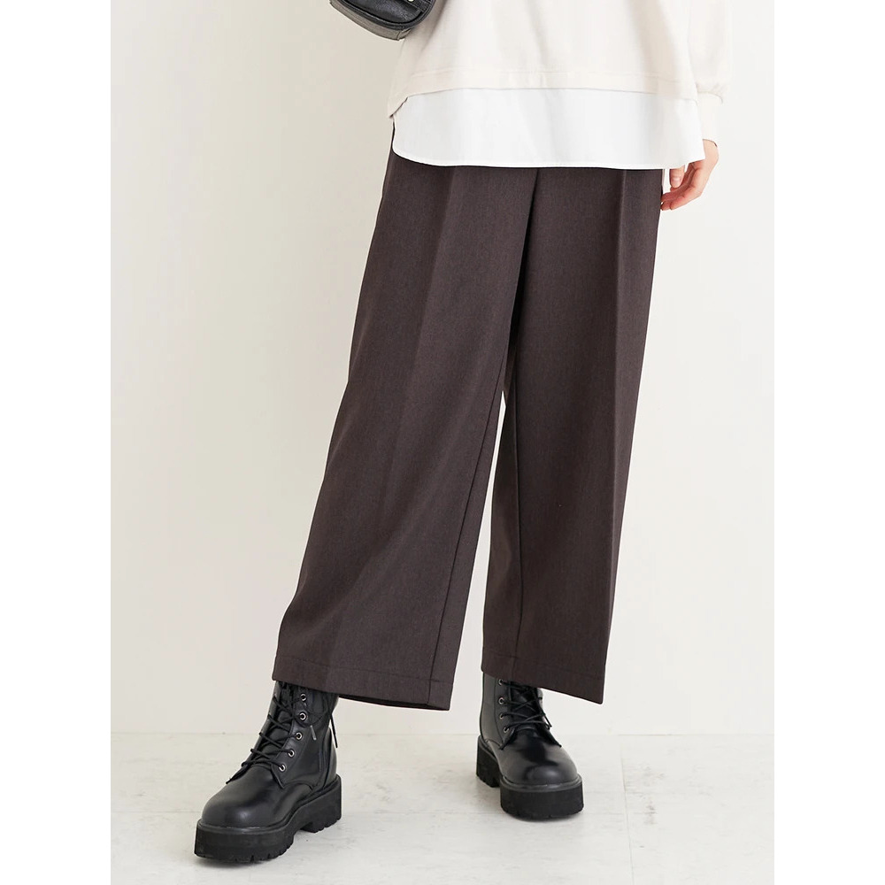 裏起毛タックツイルワイドパンツ1