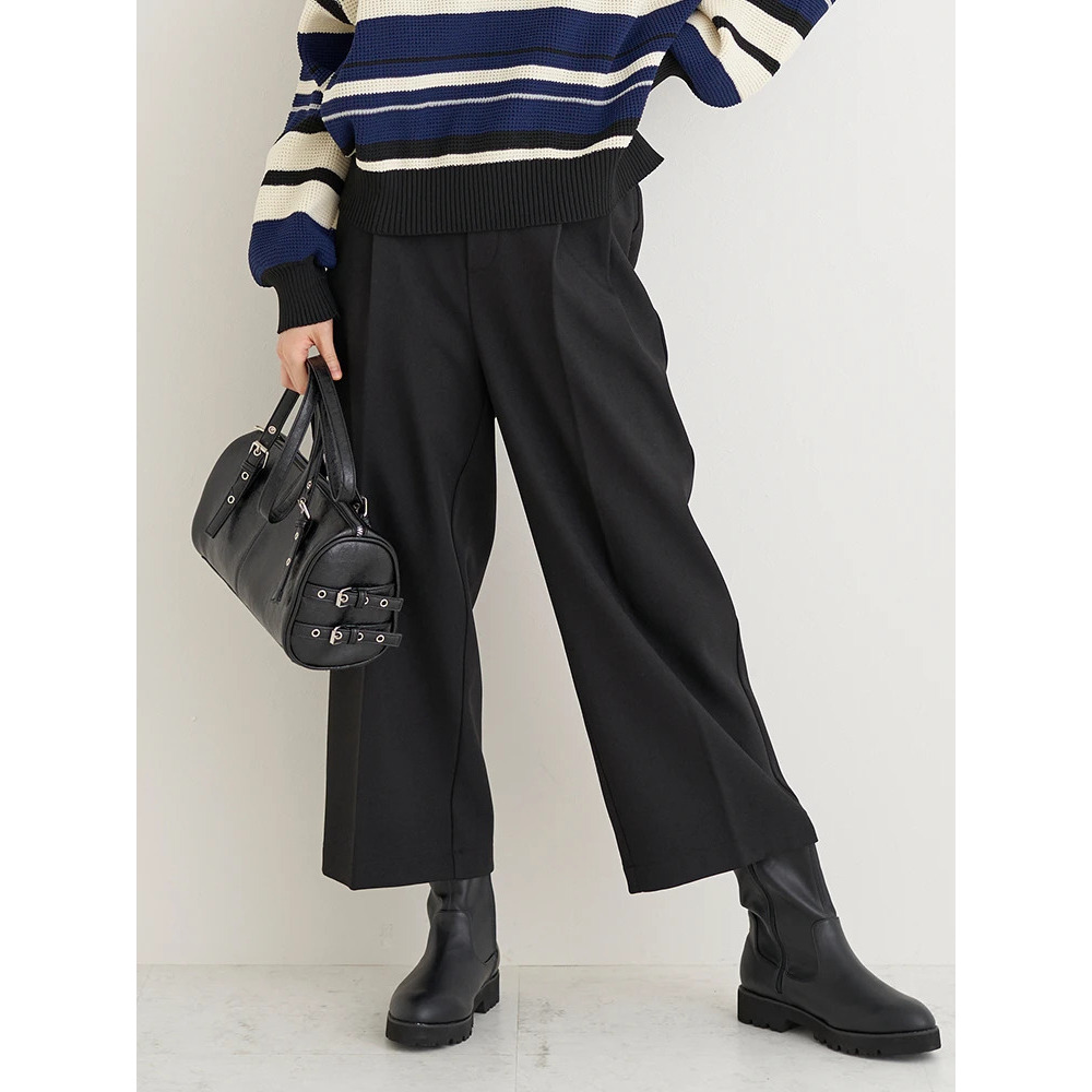 裏起毛タックツイルワイドパンツ1