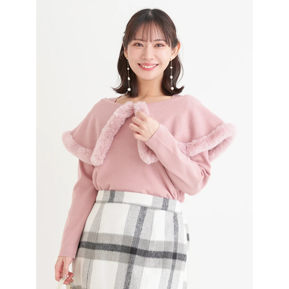 ケープドッキングオフショルダー風ニットプルオーバー