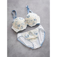 [D85-I95］バタフライ刺繍ブラ＆ショーツ(モールドカップ)