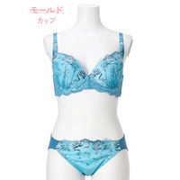 [D85-I95］【脇高】ロージーレースノンワイヤーブラ＆ショーツ(モールドカップ)
