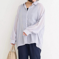 [SET]ストライプ柄シアーシャツ×タンクトップ