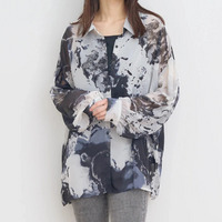 [SET]ぼかし柄シアーシャツ×タンクトップ