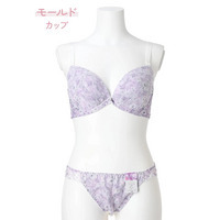 【WEB限定/脇高】[D85-I95］フラワープリントブラ＆ショーツ(モールドカップ)