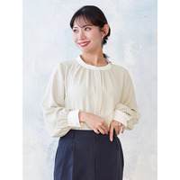ラクケア 配色パイピングブラウス