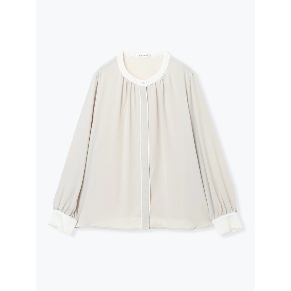 ラクケア 配色パイピングブラウス1