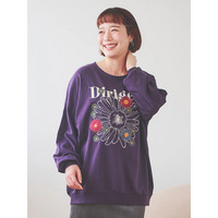 メニーフラワー刺繍裏毛トップス