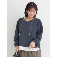 シャツレイヤード風抜き襟プルオーバー