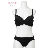 【脇高】[D85-I95］スカラップレースブラ＆ショーツ(モールドカップ)