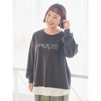 シルキーダンボールシャツレイヤード風プルオーバー