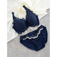 【脇高】[D85-I95］フルカップ風レースブラ＆ショーツ(モールドカップ）