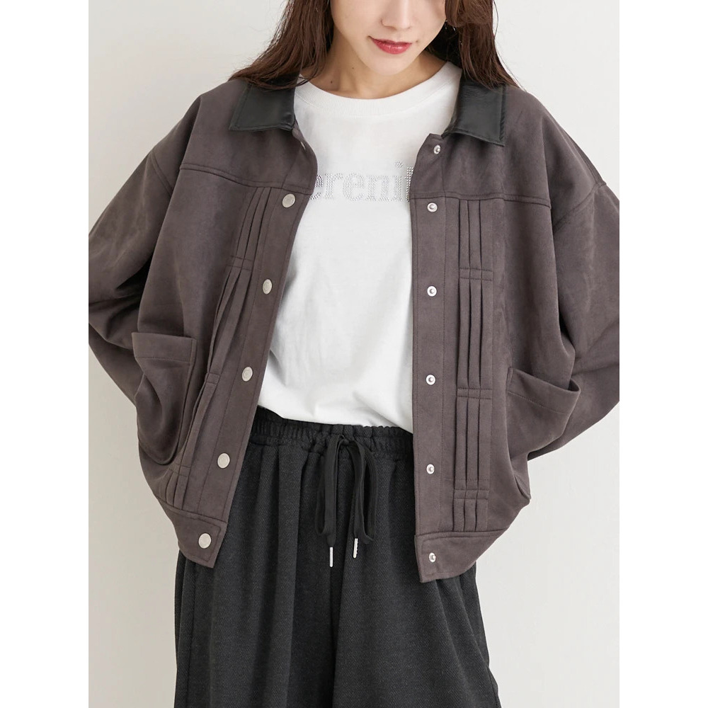 【WEB限定】フェイクレザー襟スエードポンチジャケット11