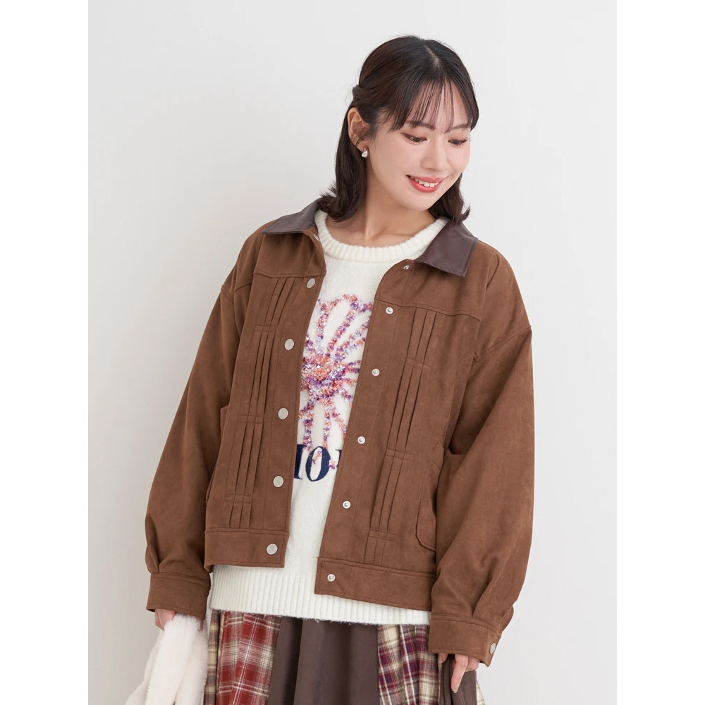 【WEB限定】フェイクレザー襟スエードポンチジャケット2