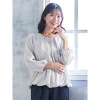 ラクケア アクセサリー付きタックバルーンブラウス