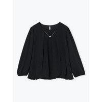 ラクケア アクセサリー付きタックバルーンブラウス