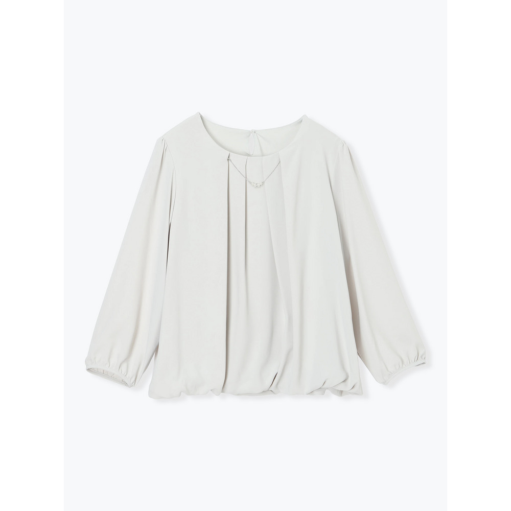 ラクケア アクセサリー付きタックバルーンブラウス1