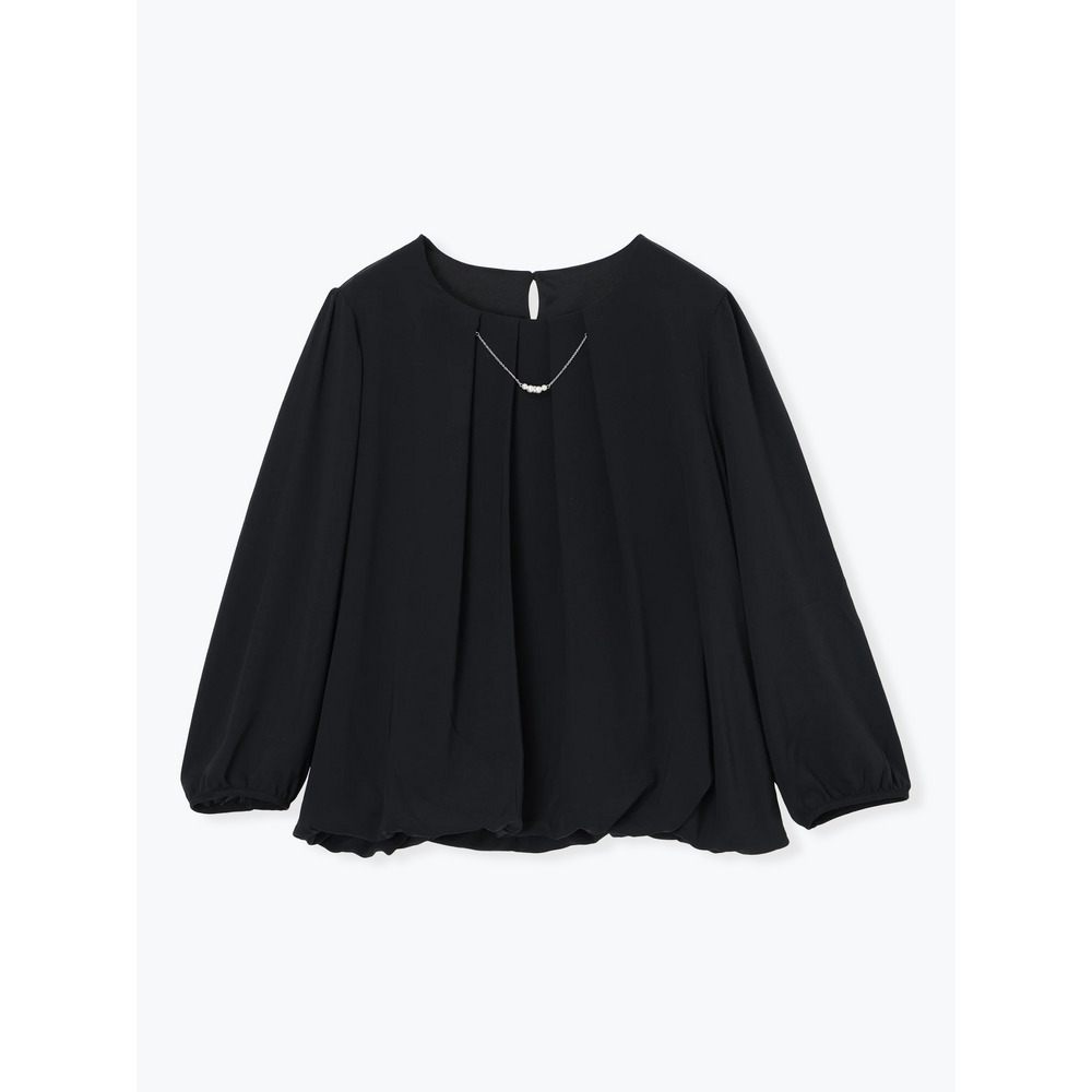 ラクケア アクセサリー付きタックバルーンブラウス1