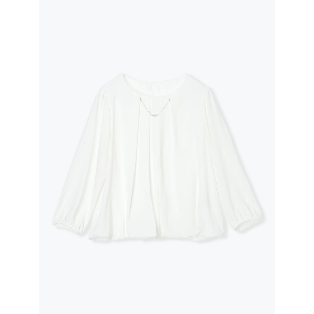 ラクケア アクセサリー付きタックバルーンブラウス1