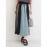 ポンチ×デニム切り替えサイドラインスカート