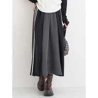 ポンチ&times;デニム切り替えサイドラインスカート