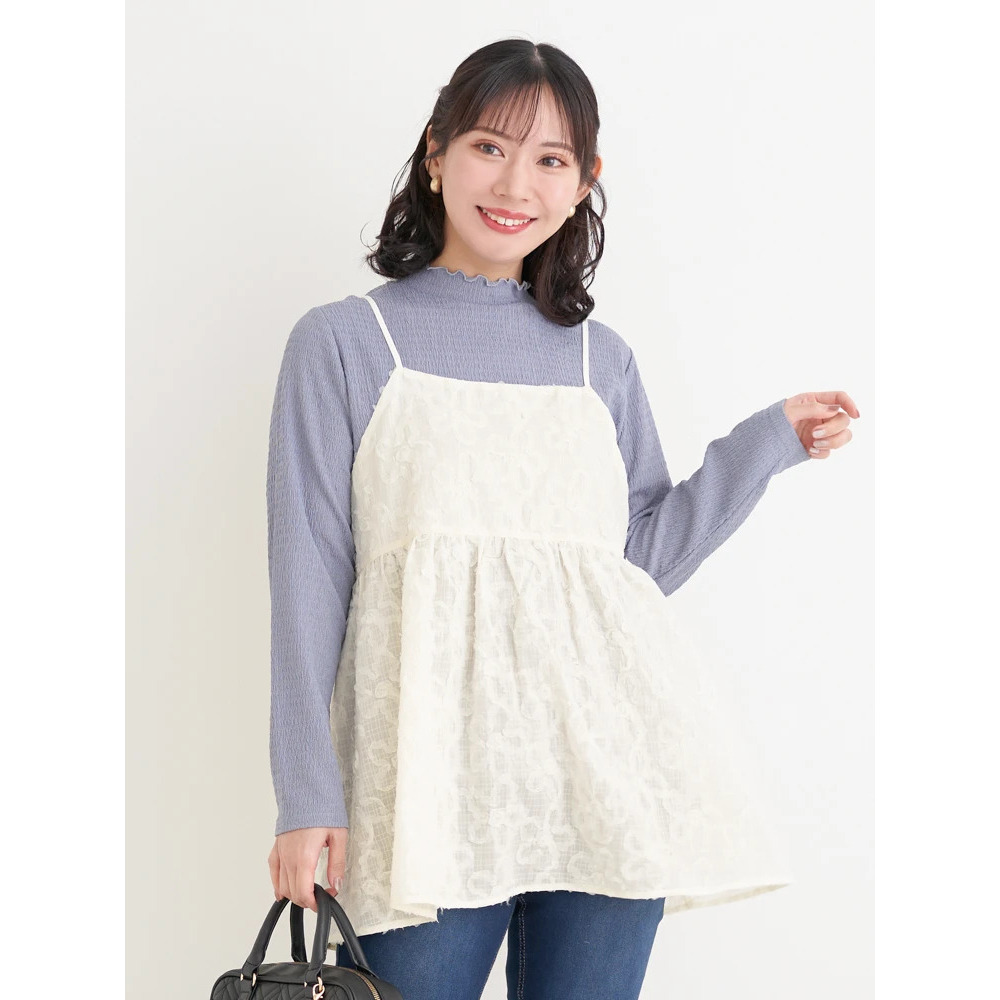 花柄刺繍オーガンジーキャミチュニック