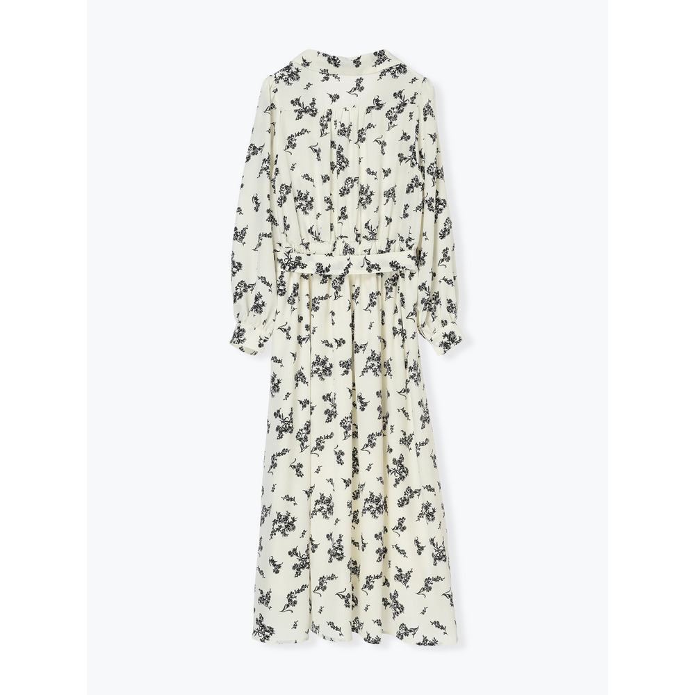 裾チュールアシメ切り替え花柄シャツワンピース12