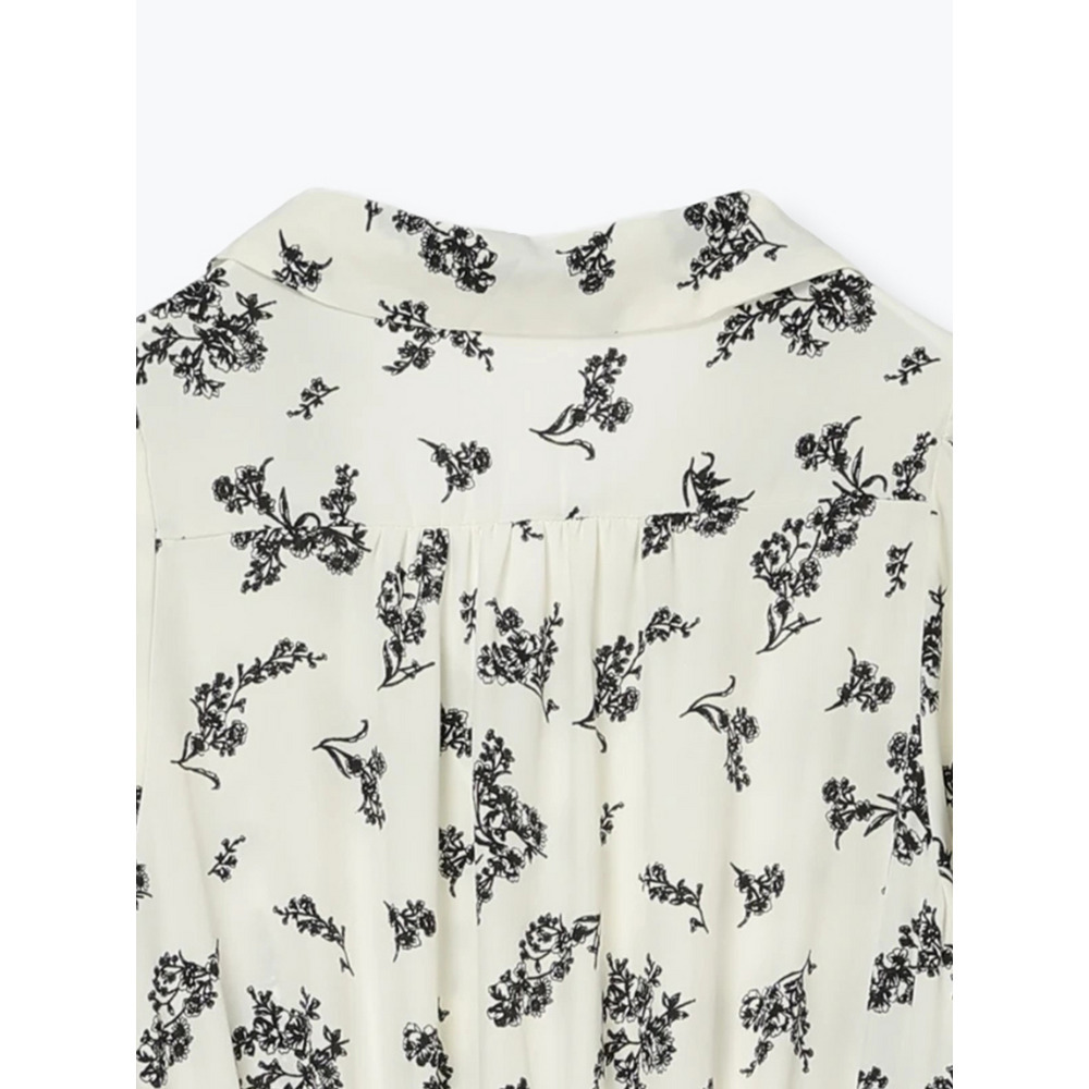 裾チュールアシメ切り替え花柄シャツワンピース16