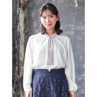 【正解ブラウス】 バー付きボウタイブラウス