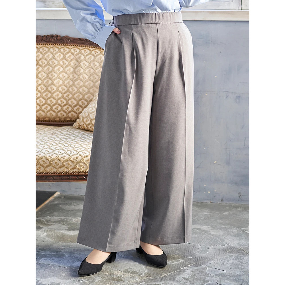 【ストレッチツイル】ワイドパンツ(セットアップ可)