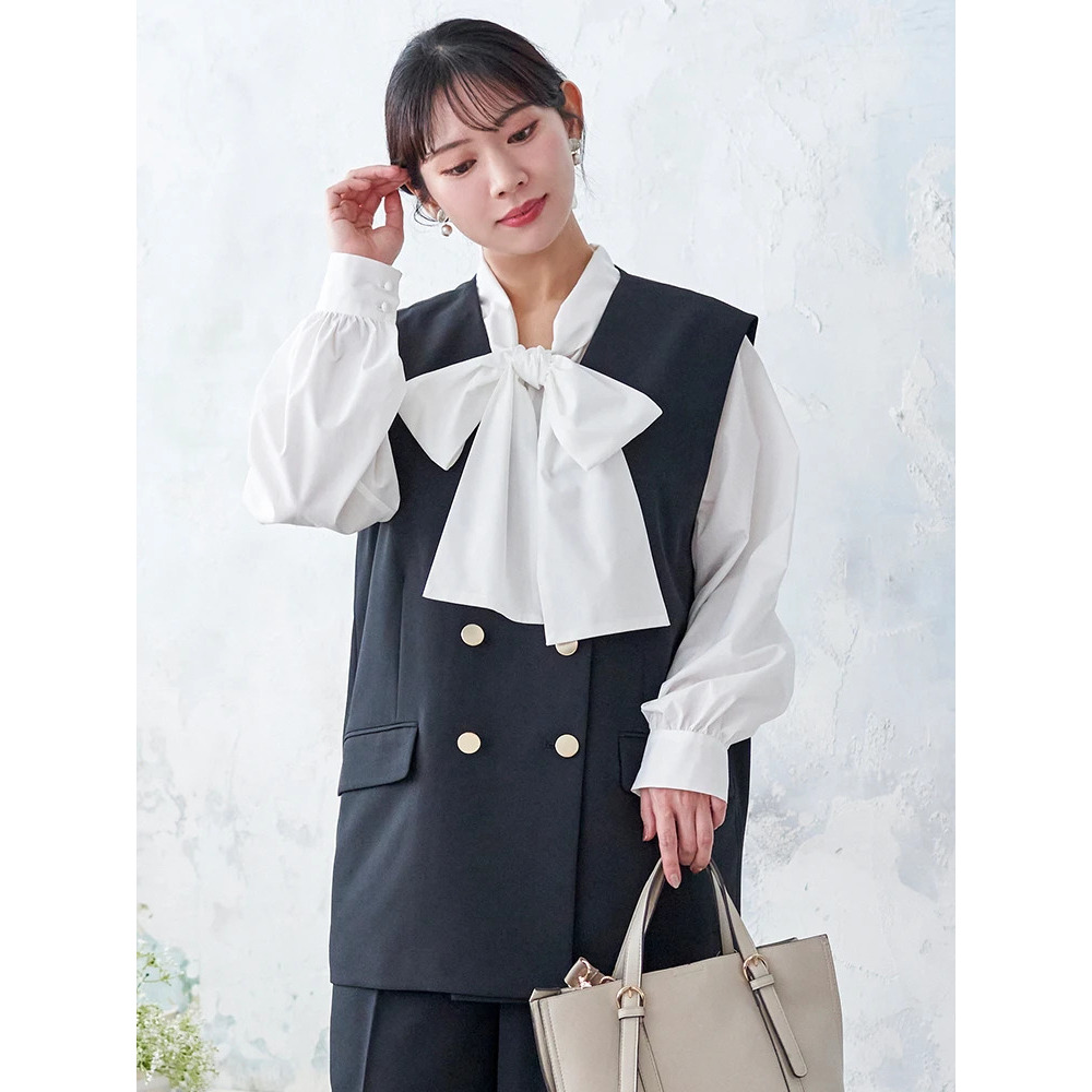 【Wクロス】WボタンVネックベスト(セットアップ可)