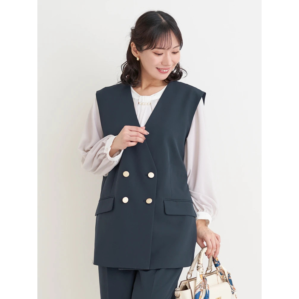 【Wクロス】WボタンVネックベスト(セットアップ可)15