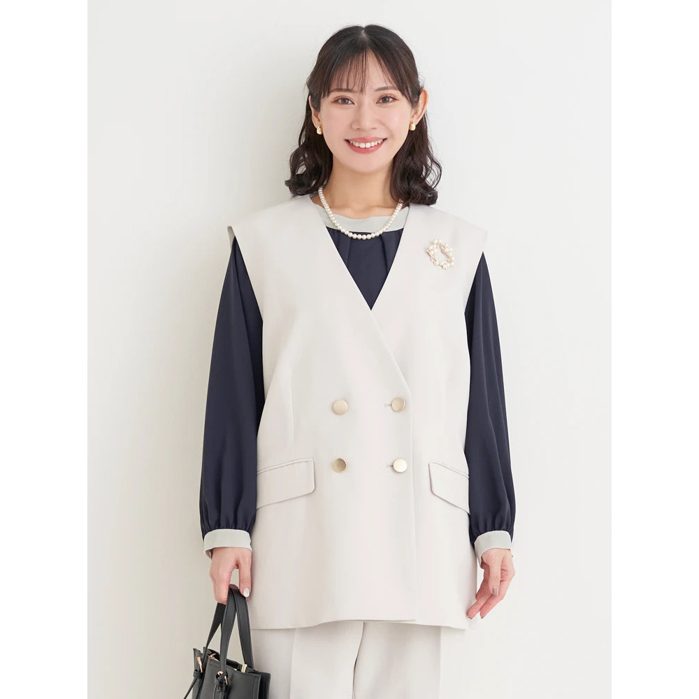 【Wクロス】WボタンVネックベスト(セットアップ可)19