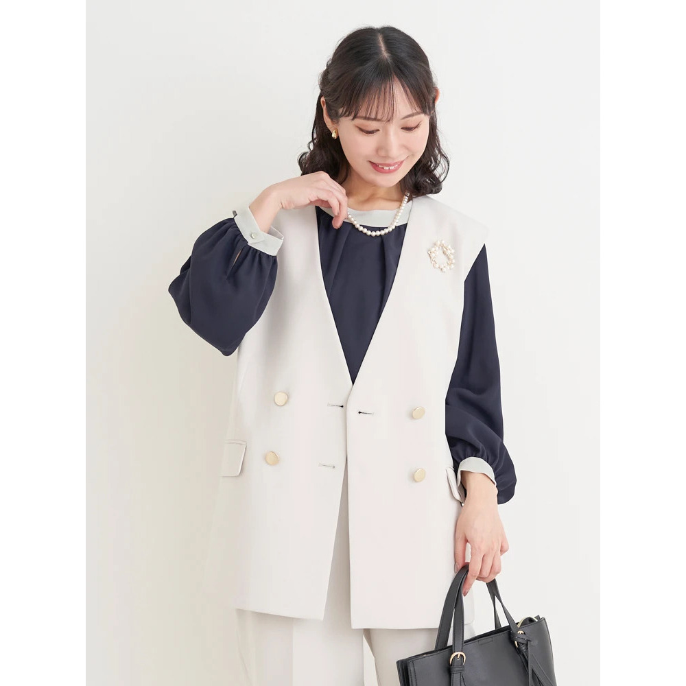 【Wクロス】WボタンVネックベスト(セットアップ可)22