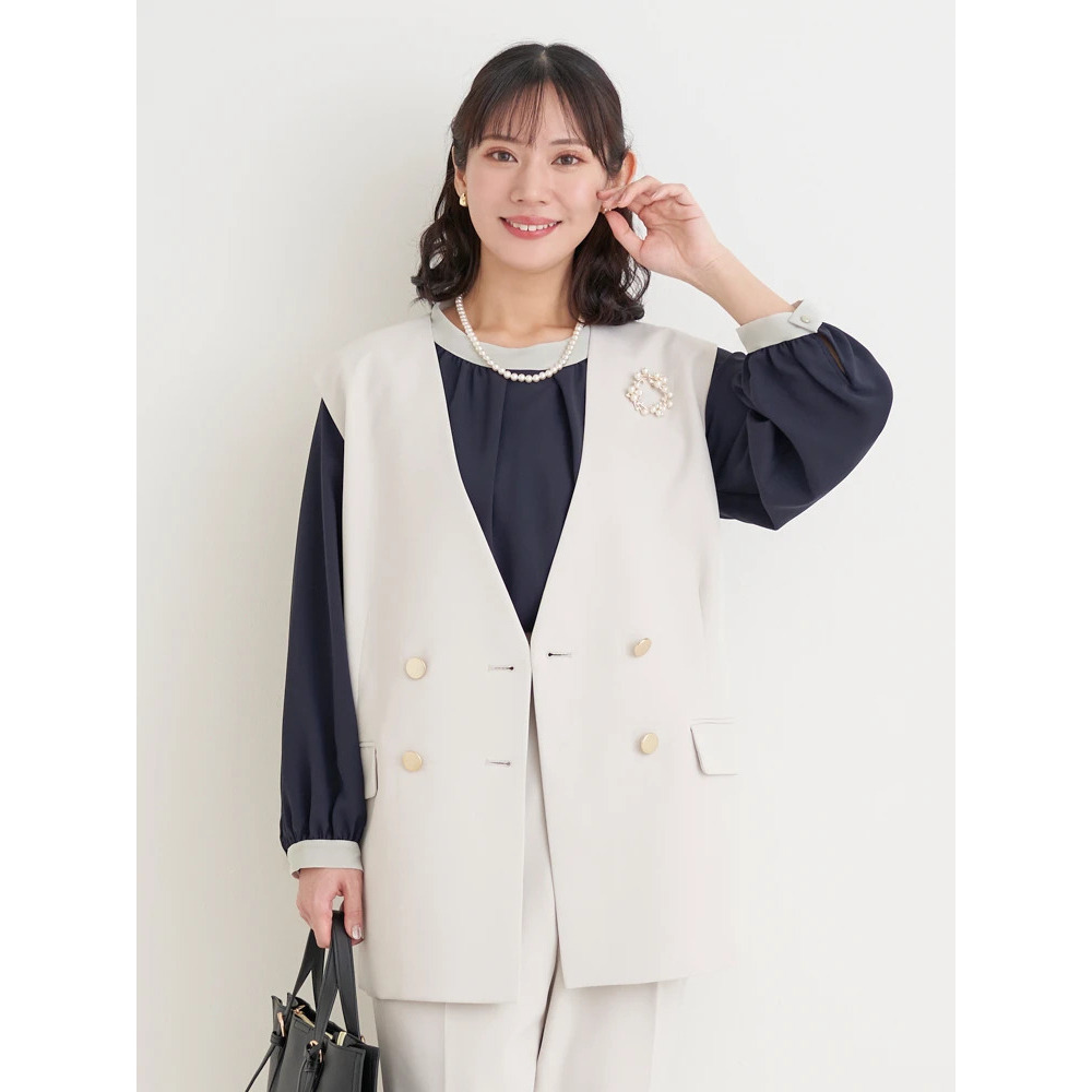 【Wクロス】WボタンVネックベスト(セットアップ可)1