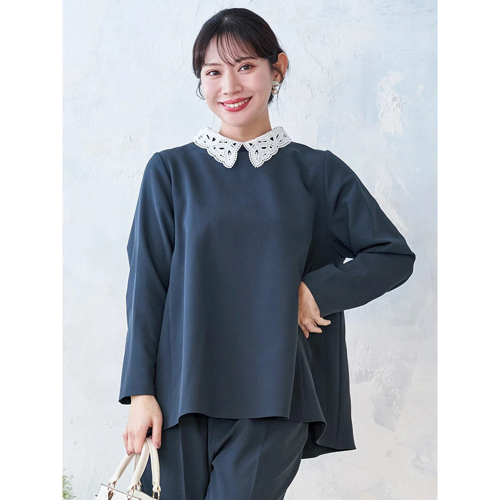 【Wクロス】2WAYレース襟ブラウス(セットアップ可)
