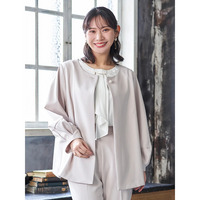 【マルチストレッチ】パールボタンポンチョジャケット(セットアップ可)