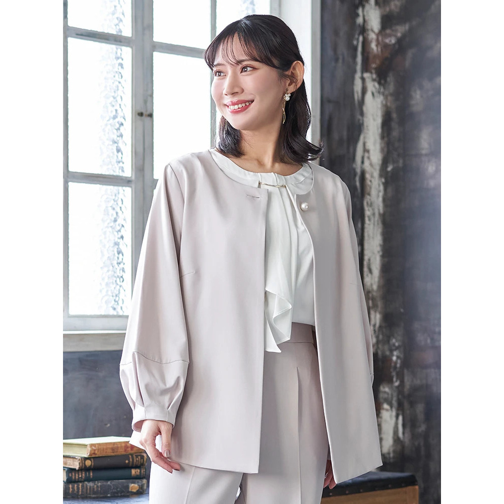 【マルチストレッチ】パールボタンポンチョジャケット(セットアップ可)1