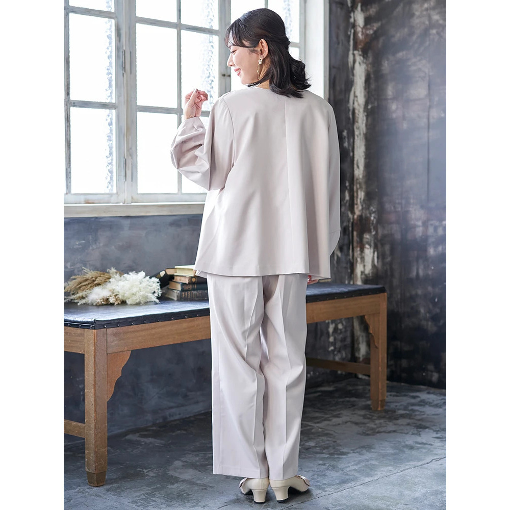 【マルチストレッチ】パールボタンポンチョジャケット(セットアップ可)11