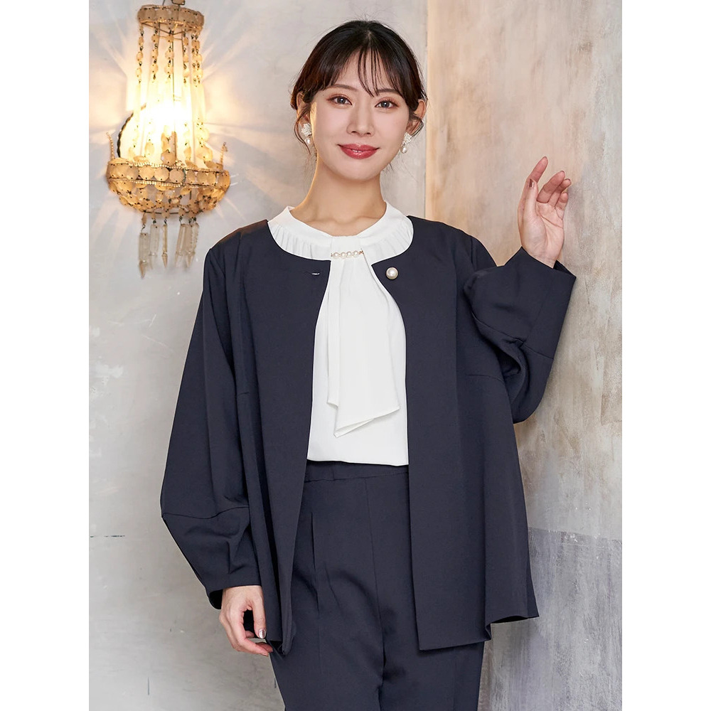 【マルチストレッチ】パールボタンポンチョジャケット(セットアップ可)13