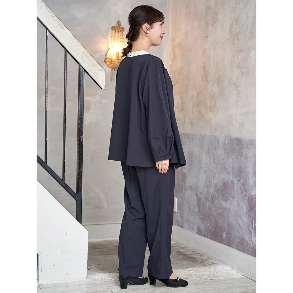 【マルチストレッチ】パールボタンポンチョジャケット(セットアップ可)19