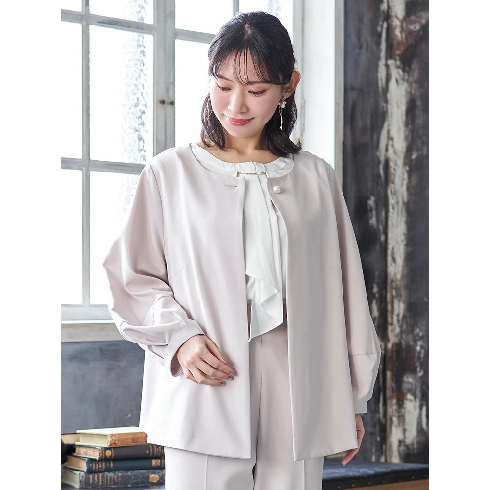 【マルチストレッチ】パールボタンポンチョジャケット(セットアップ可)2