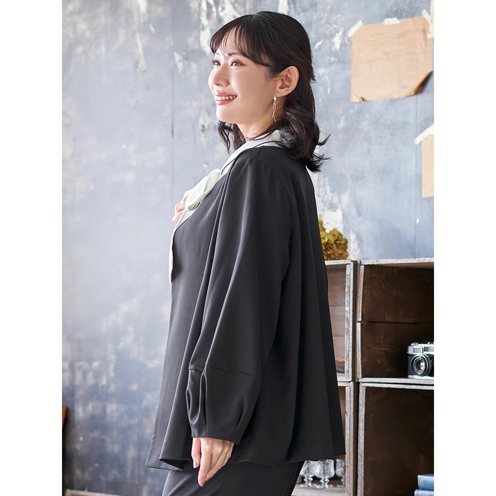 【マルチストレッチ】パールボタンポンチョジャケット(セットアップ可)23