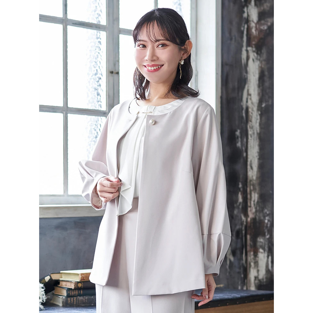 【マルチストレッチ】パールボタンポンチョジャケット(セットアップ可)3